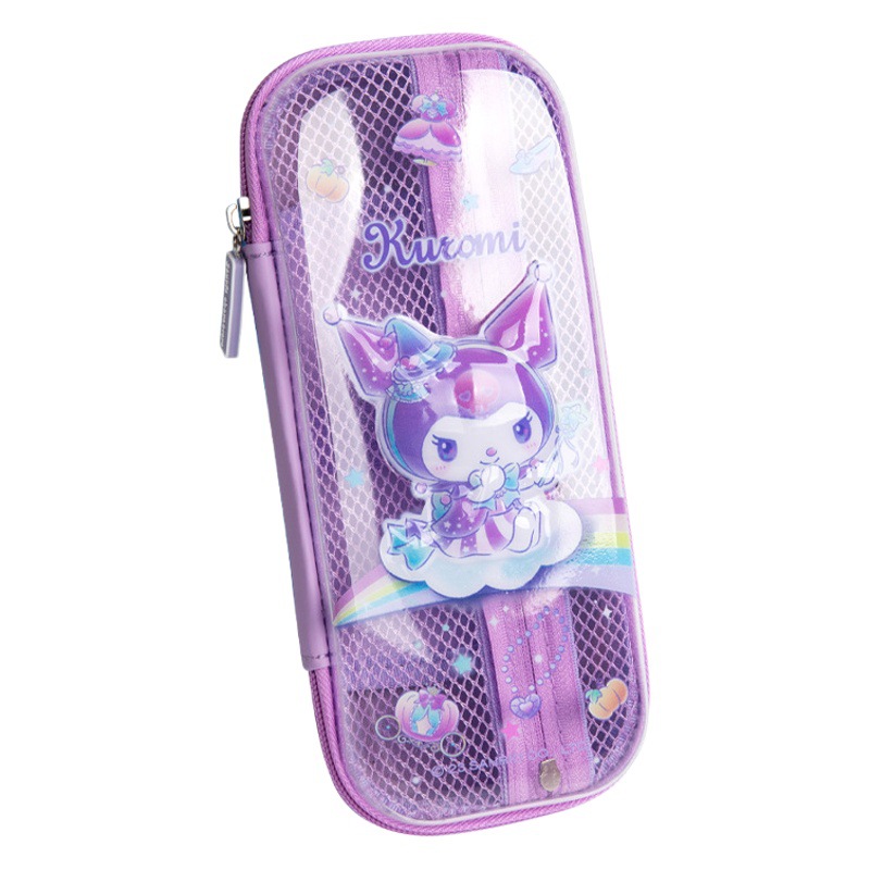 Caja de lápiz de perro Sanrio yugui caja de lápiz de aspecto alto para niña coolomi Cartoon lindo transparente caja de lápiz de gran capacidad
