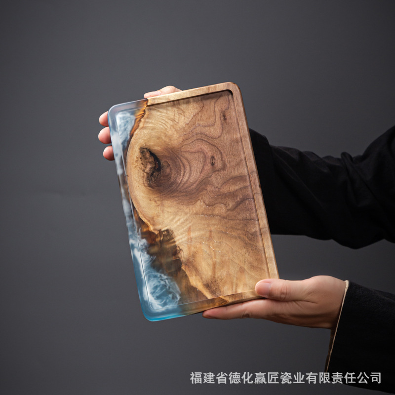 Transfronterizo japonés Zen acantilado tinta seco tabla de té placa de madera aislamiento térmico hogar resina de cojinete de acero simple retro