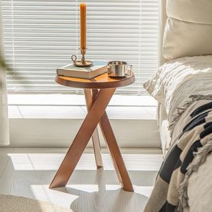 Retro solid wood Japanese Nordic coffee table, ancient bedside table, simple round stool, living room bedside storage rack, sofa corner table