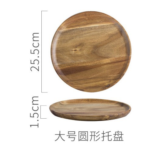 Decoración de postre boda cumpleaños accesorios de decoración mango de cobre Acacia bandeja de madera pastel platos de bocadillos estante de exhibición