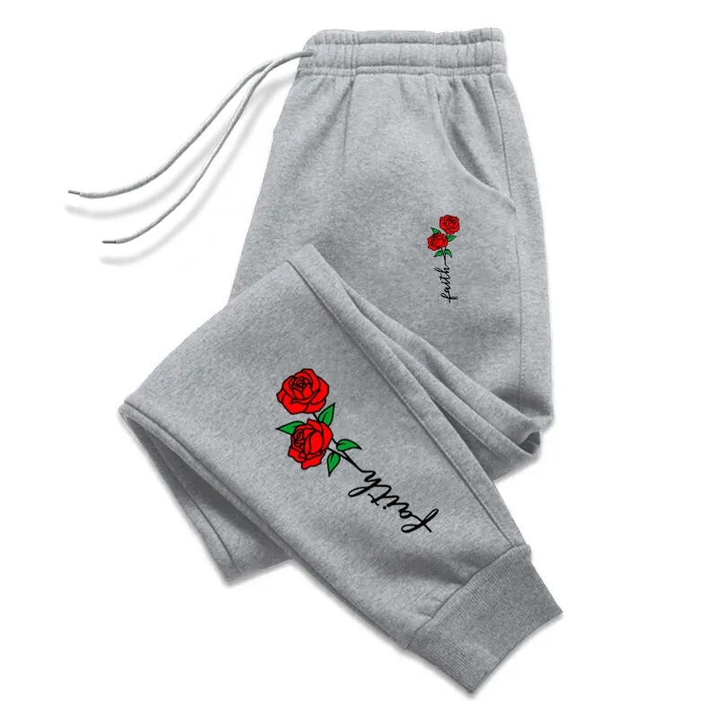 Beautiful Flower Print Ladies Sweatpants Daily Casual Fashion Pants Sports Jogging Sweat Men's Pants Streetwear