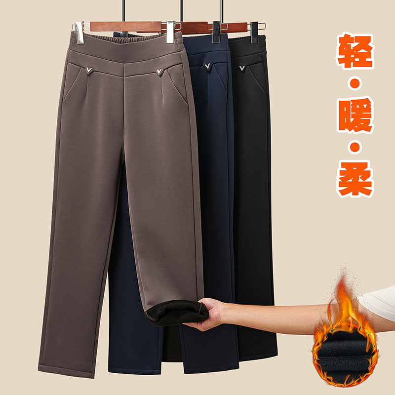 Middle-Aged Mom's Pants, Spring and Autumn Style, Middle-Aged and Elderly Women's Pants, Autumn and Winter Large Size Straight-Leg Casual Pants, Elderly Fleece-Lined Long Pants Middle-Aged Mom's Pants, Spring and Autumn Style, Middle-Aged and Elderly Women's Pants, Autumn and Winter Large Size Straight-Leg Casual Pants, Elderly Fleece-Lined Long Pants