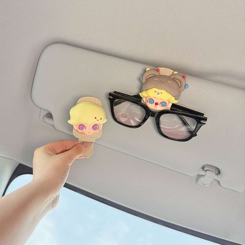 Car-Mounted Glasses Clip for Use in the Car, Sunglasses Holder, Sun Visor Magnetic Clip, Cute Cartoon Design for Women