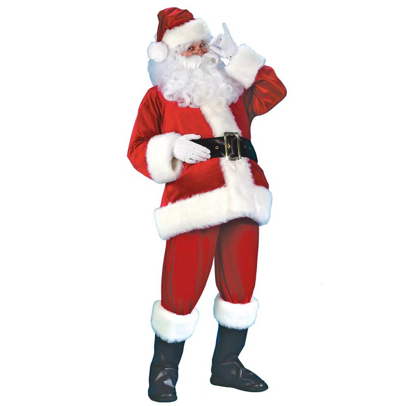 Santa Claus clothes extra-large thickened Christmas clothing gold velvet Christmas clothing Festival classic performance clothing