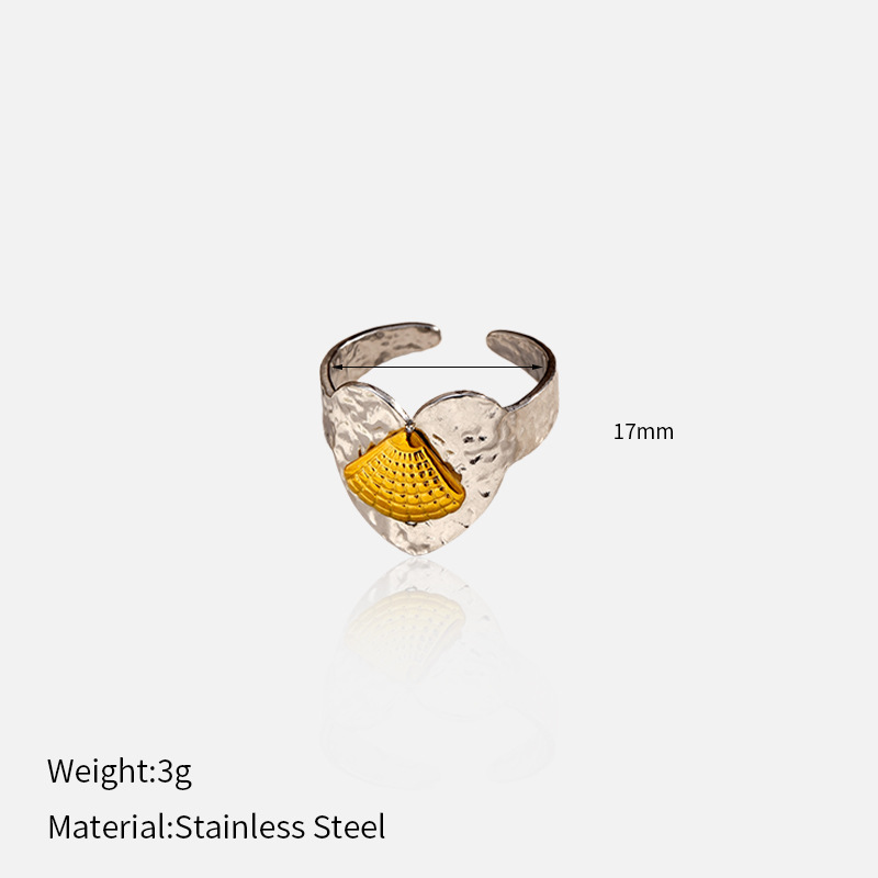 Anillo de acero inoxidable de oro de acero de dos colores, estilo de lujo ligero y estilo de estilo, anillo de acero de titanio abierto