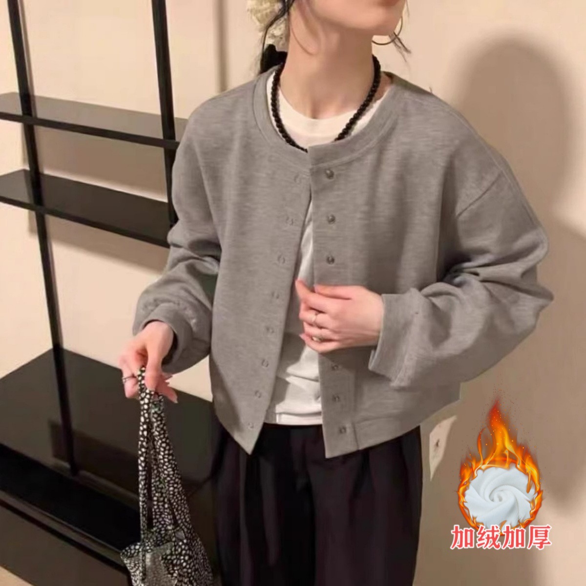 클래식 그레이 8버튼 정품 야구 유니폼 (기모 안감)