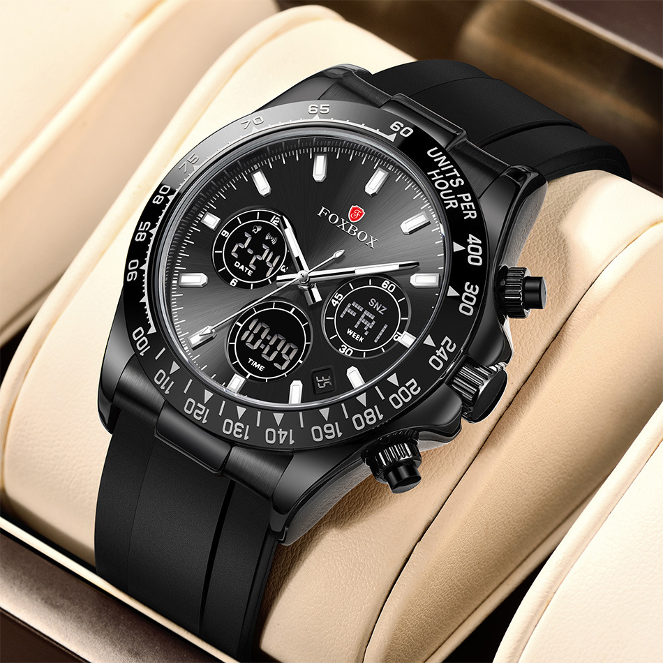 FOXBOX New Dual Display Multifunctional Electronic Watch Luminous Sports Fashion Digital Display Chronograph Watch 0055_voghion.com