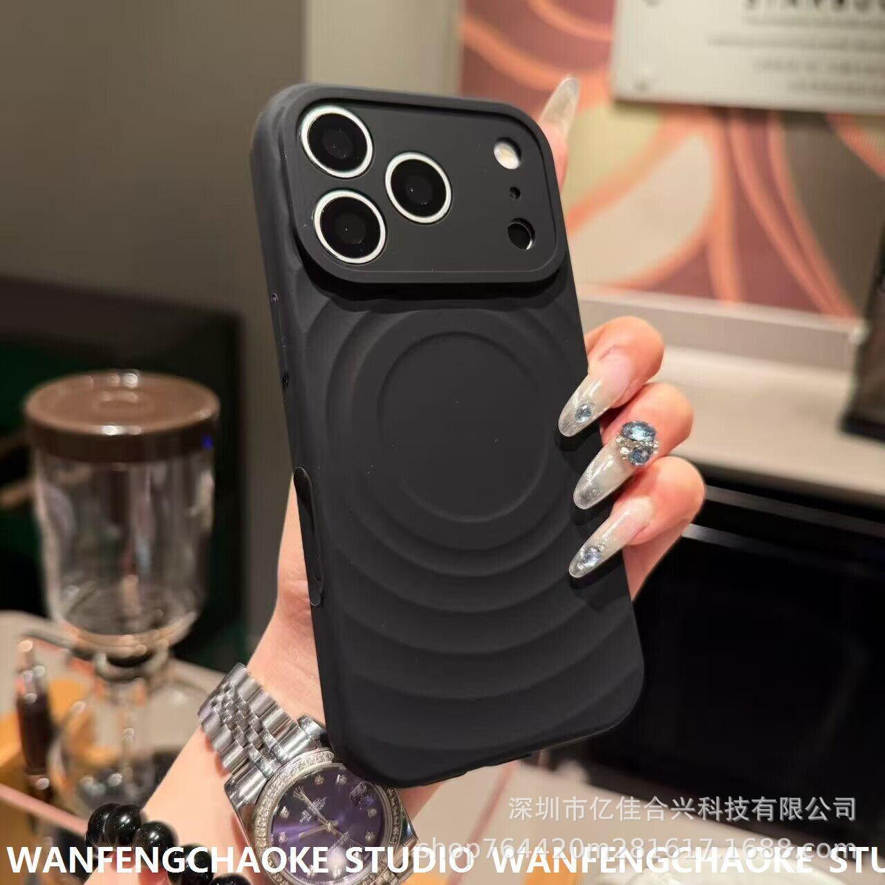 Nuevo tipo ondulado de succión para iPhone17PRO caso de teléfono celular agujero fino líquido de silicio manzana 16 cubierta anticaída