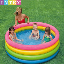 INTEX56441荧光四环戏水充气水池儿童家庭充气游泳池宝宝海洋球池