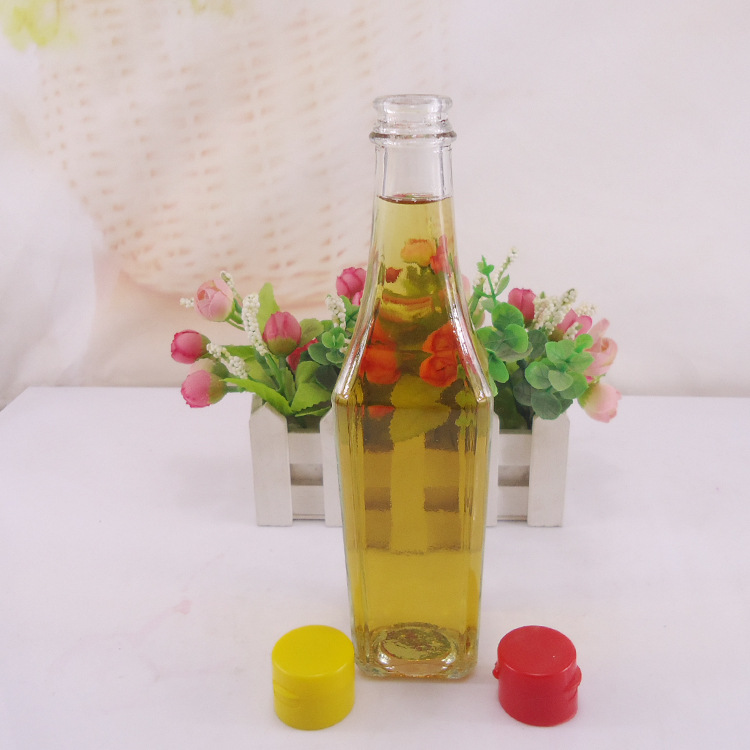 厂家直销300ml芝麻油玻璃瓶方辣椒油花椒油瓶玻璃香油瓶配套瓶盖