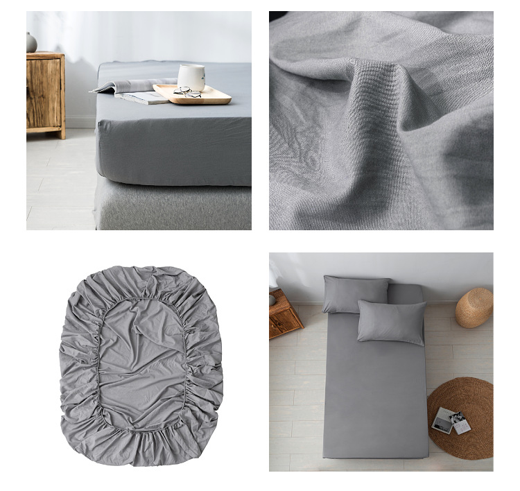 Lenzuola con angoli, tessili per la casa, biancheria da letto, coprimaterasso in fibra sintetica lavata giapponese in tinta unita_voghion.com