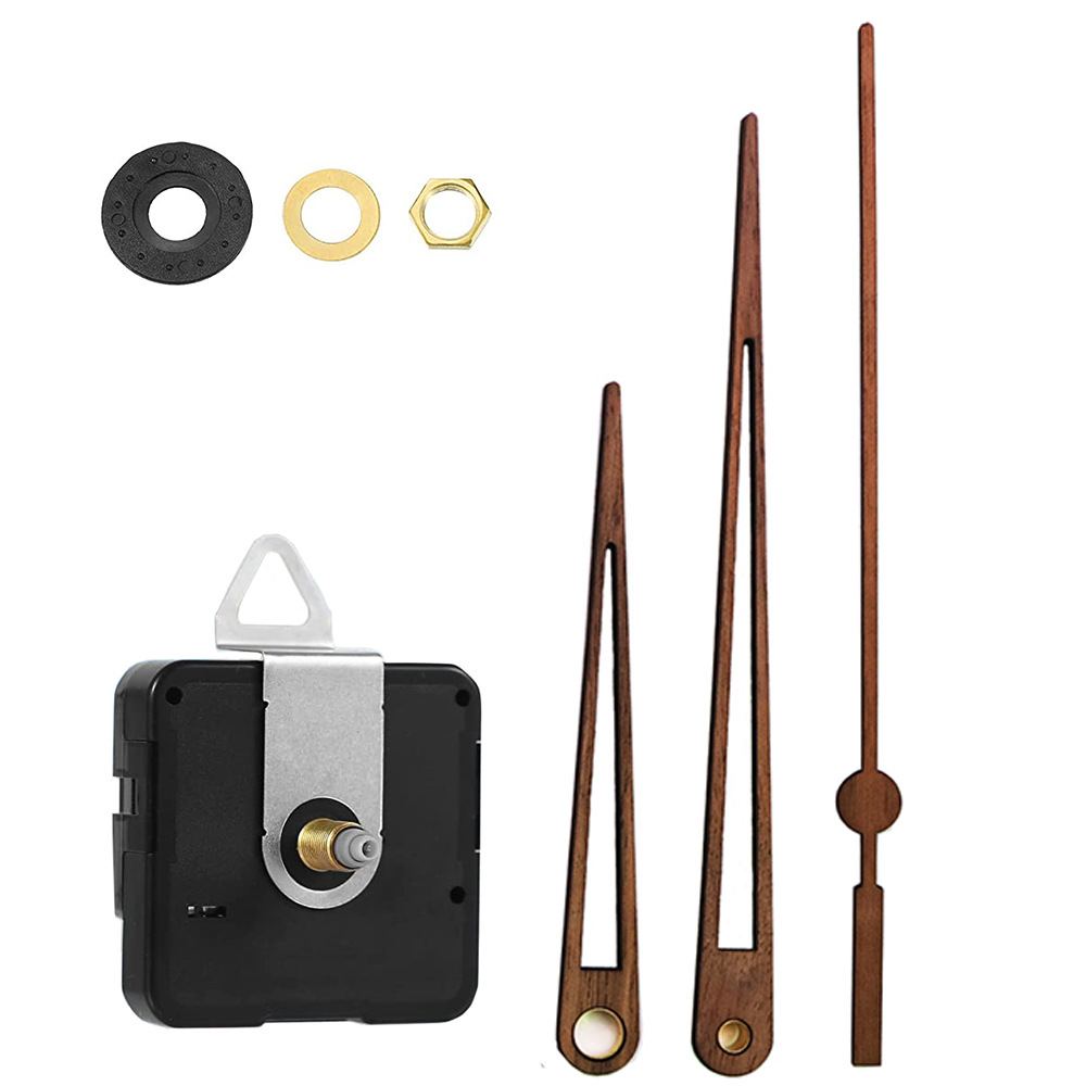 Transfronterizo en stock DIY accesorios de reloj 4 barridos 4 sets de madera de nogal negro puntero traza mudo cuarzo Reloj de pared movimiento