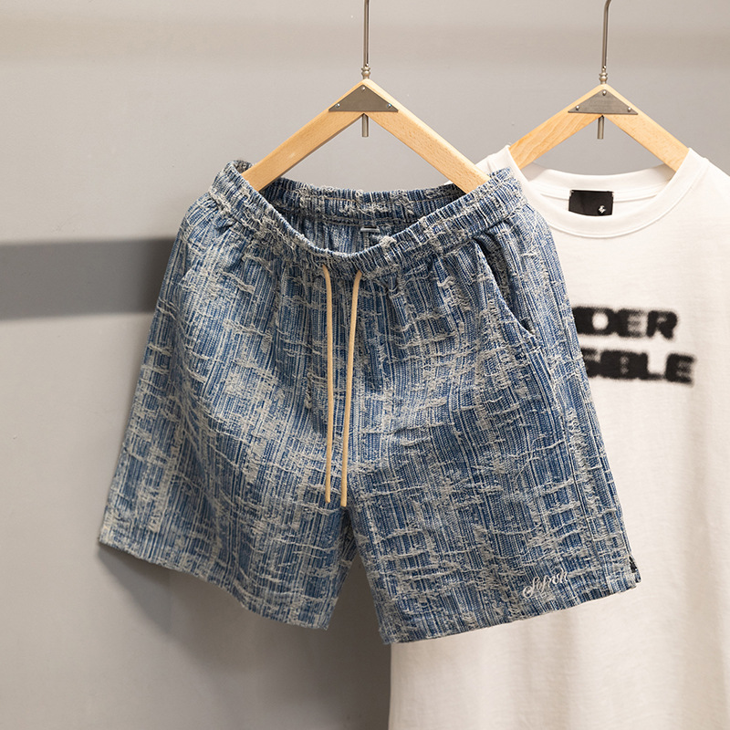 Cross-Border Beach Pants Thin Summer Three-Quarter Pants Trendy New Loose Color Matching Casual Sports Men's Fashion Shorts