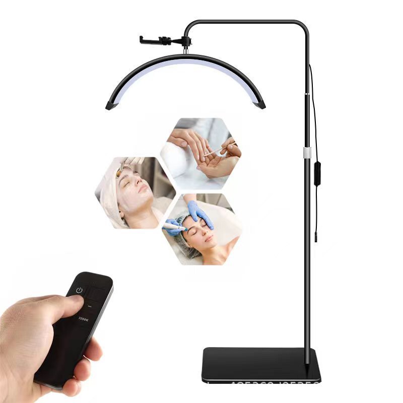 Cross-border 24inch Half-moon BeaUty Lamp Tattoo ManicUre Tattoo Eyebrow Eyelash Lamp LED Eye Protection U-shaped Floor-standing Fill Light