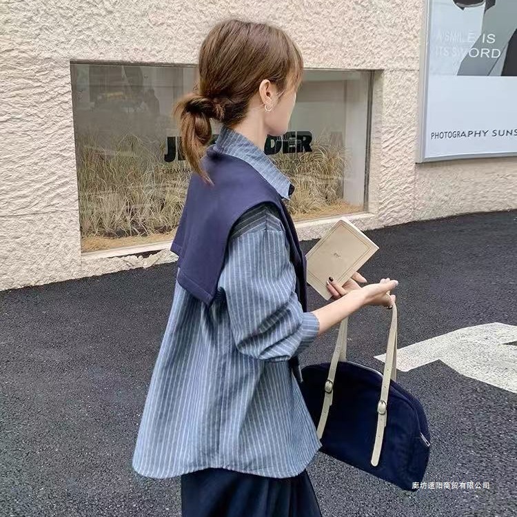 早春秋季盐系减龄穿搭一整套女士开叉半身裙披肩衬衫休闲两件套装|undefined