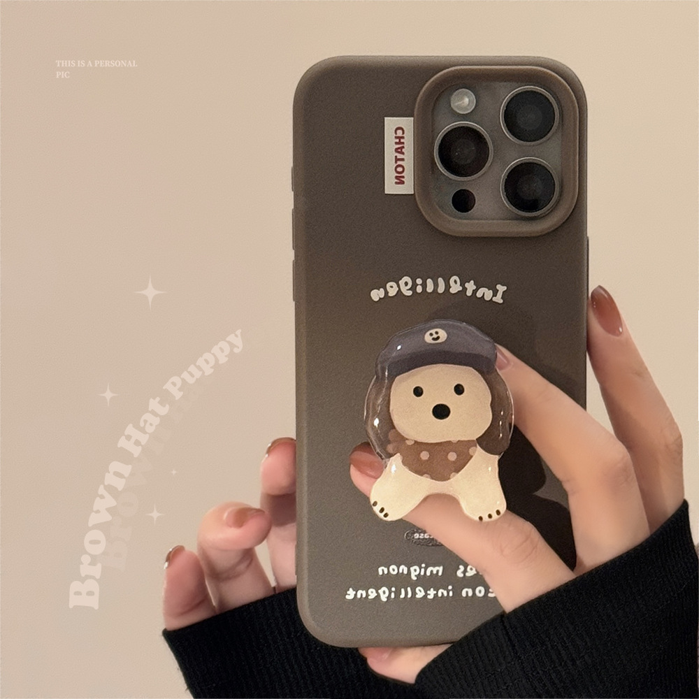 Cachorro tridimensional de dibujos animados de color sólido para Apple 16promax coreano 14/15 carcasa personalizada para teléfono móvil 15pro pareja