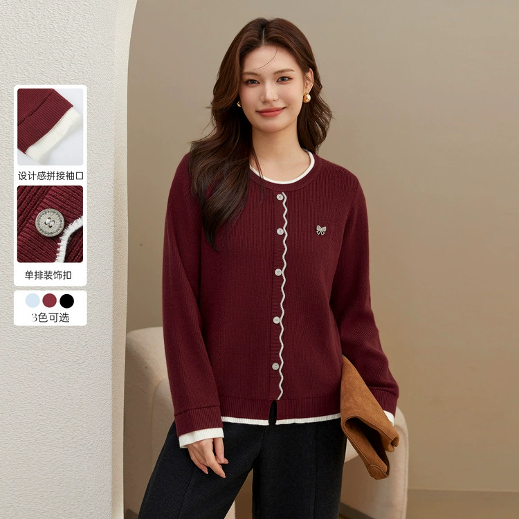 Слабая красивая женская одежда большого размера, сладкое сокращение возраста, элегантный дизайн, темпераментный круглый воротник, дикий свитер, толстый мм зимняя одежда новый