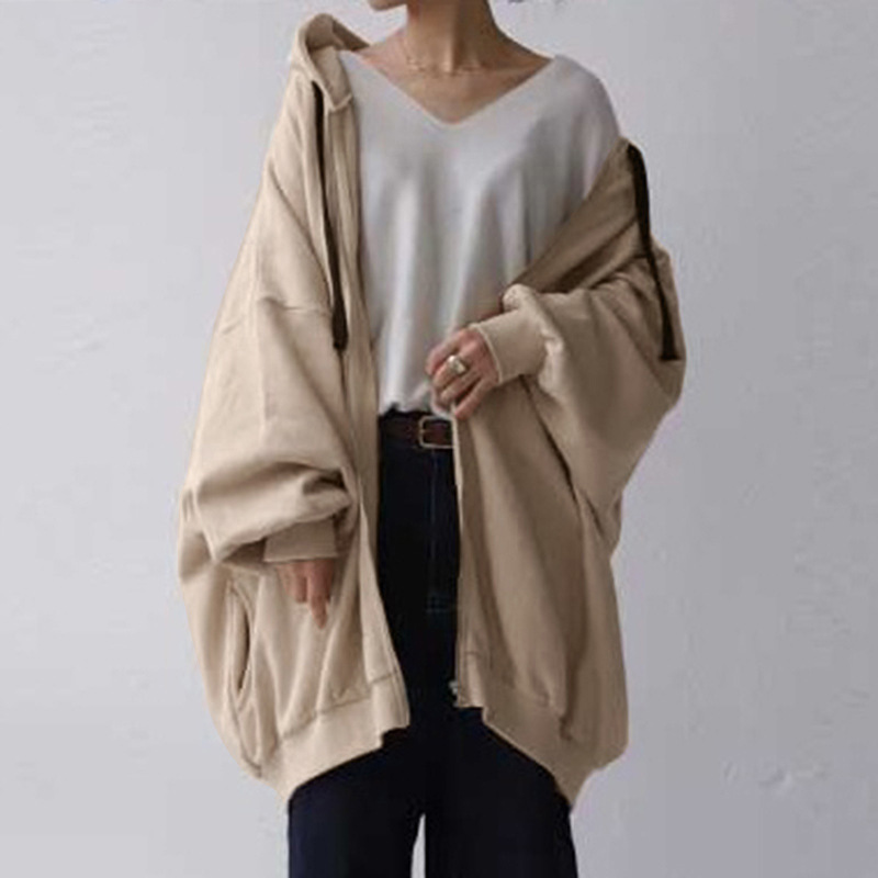 Felpa con cappuccio da donna taglio ampio con cerniera_voghion.com