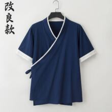 春夏季中国风亚麻汉服男装斜襟古风唐装宽松棉麻中式禅意外套古装