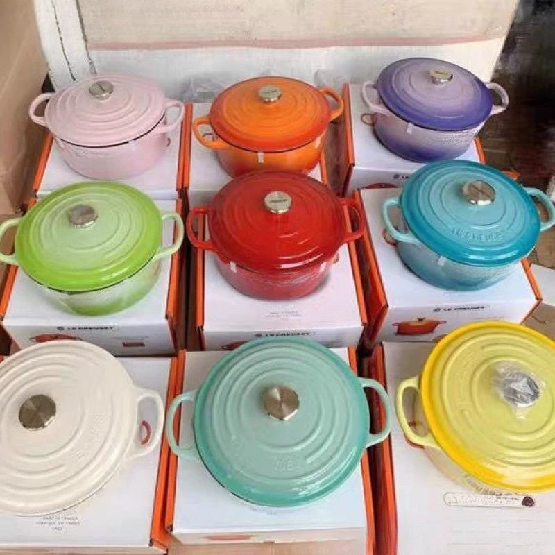 圆形煲汤锅焱批发法国铸铁炖锅厂家直销汤锅家用造一件珐琅锅红色