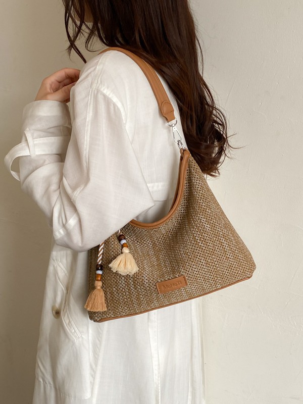 Bolso de tejido de gran capacidad para mujeres 2026 nuevo nicho de moda super caliente mochila de hombro de viaje ocio bolsa de mano image 5