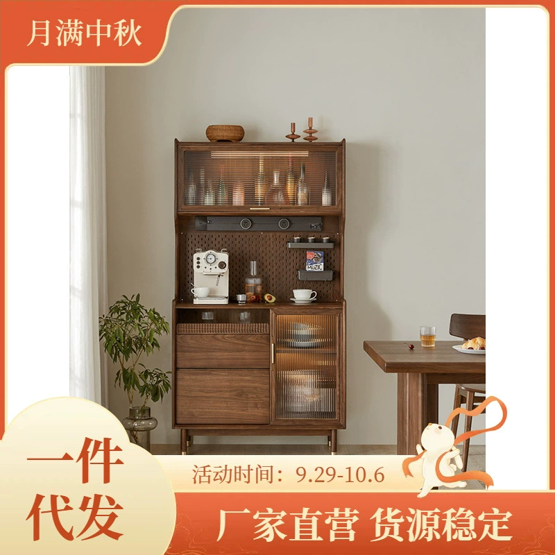 Скандинавский черный орех дерево полностью цельное Дерево Ящики для серванта легкий роскошный простой винный шкаф Интегрированные Настенные ящики для хранения Высокий шкаф