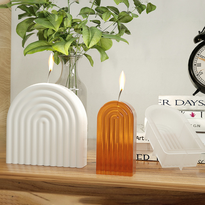 Jiaxian DIY arco aromaterapia vela molde de silicona fragante piedra hecha a mano jabón yeso decoración del coche herramienta abrasiva