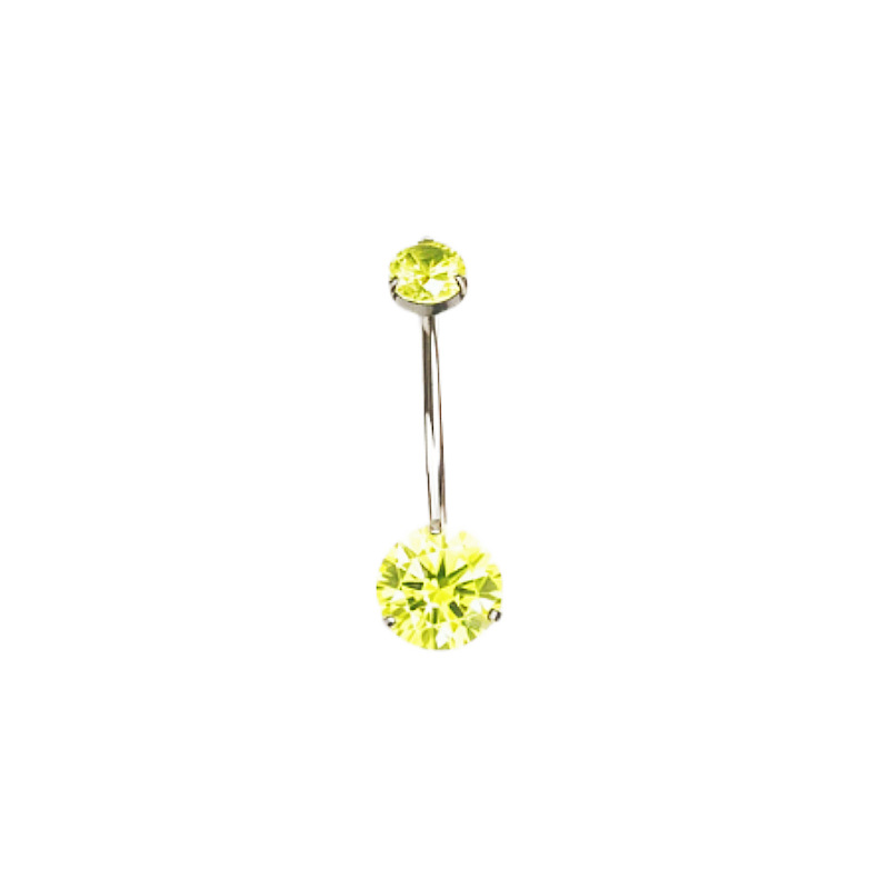 G23 Titanium Three-Prong Double-Head Zircon Internal Thread Navel Ring - Super Shiny Round CZ Belly Button Jewelry detail image 8
