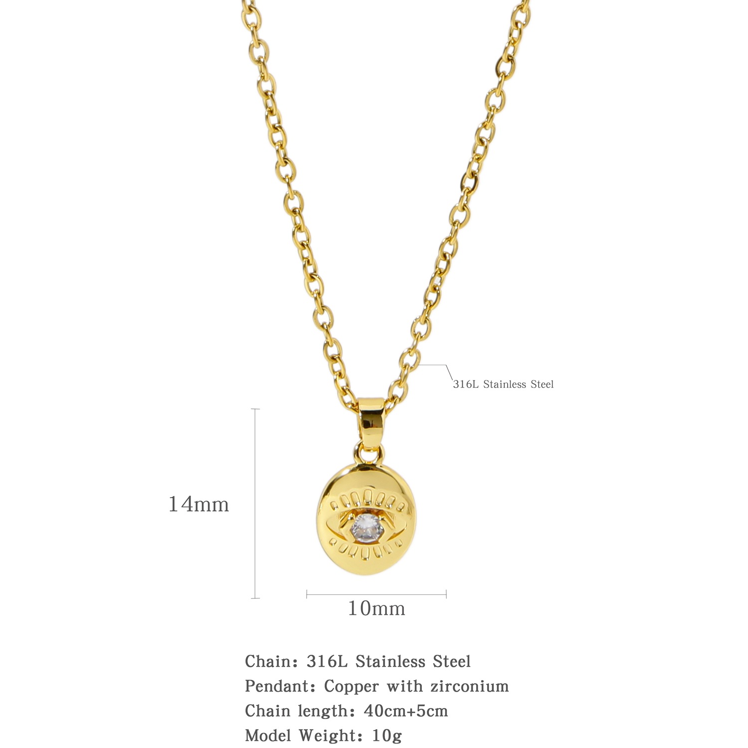 316L Stainless Steel  Copper Gold Plated Simple Style Classic Style Plating Constellation Pendant Necklace display picture 1