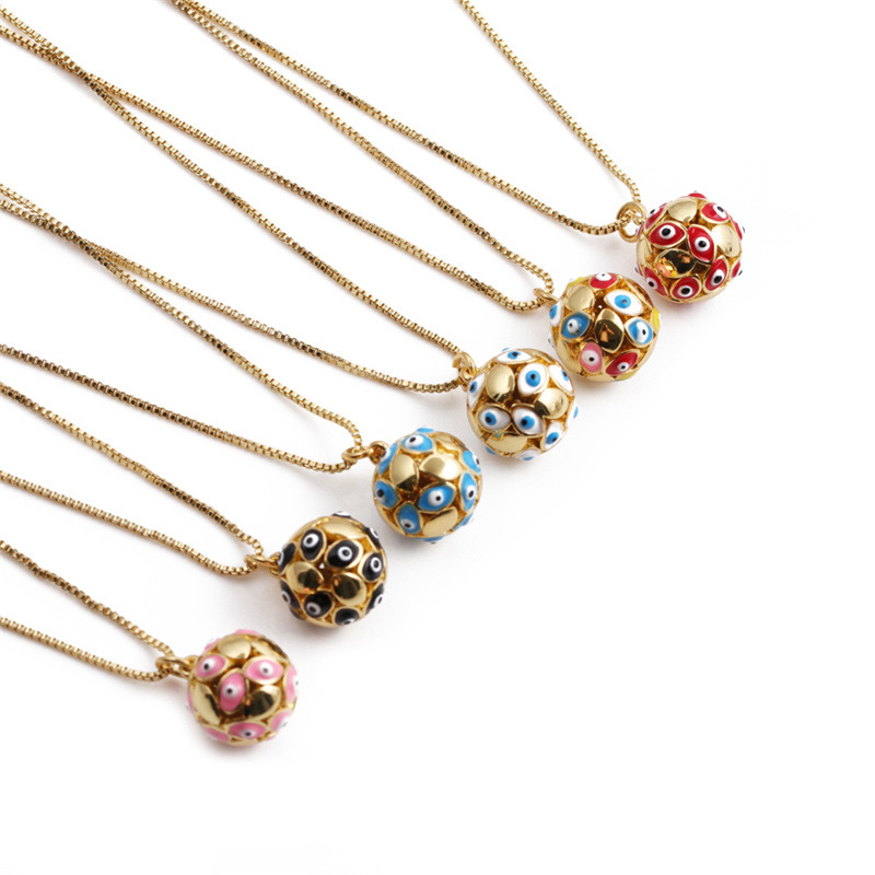 cross-border copper-plated real gold dripping eye ball pendant Devilu0027s eye necklace