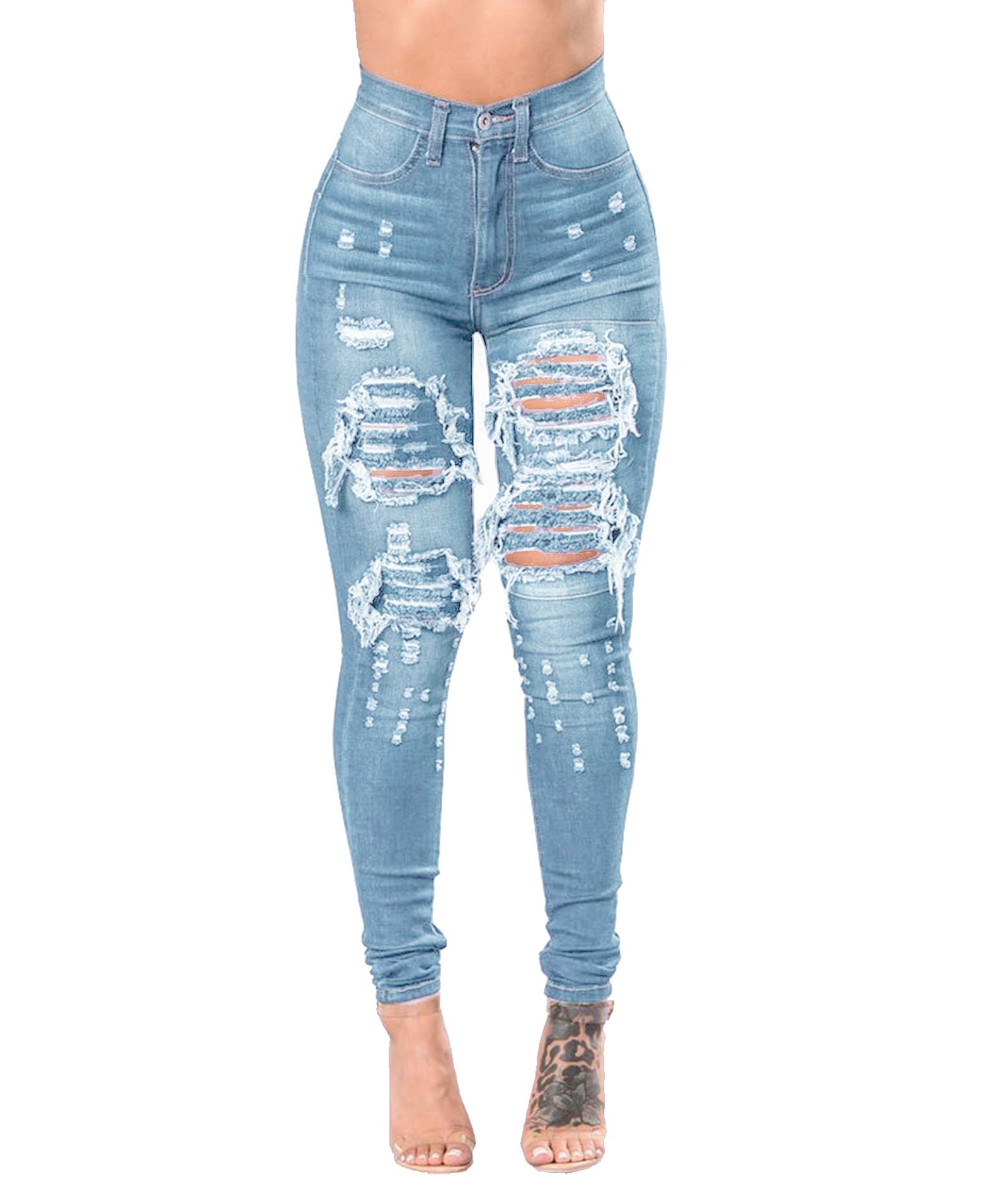 Women's Daily Fashion Gradient Color Full Length Washed Jeans display picture 16