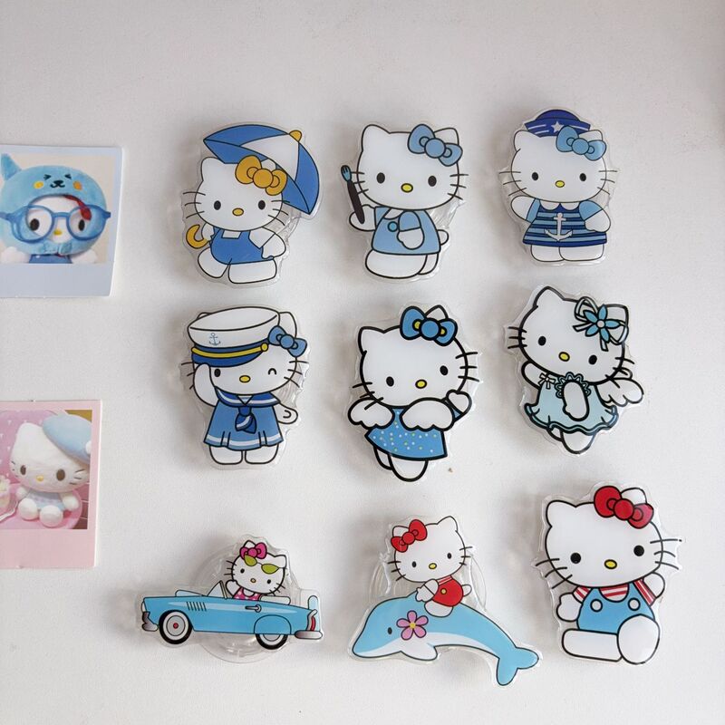 蓝色系天使翅膀kitty支架适用任何手机气囊3m粘贴式桌面懒人|undefined
