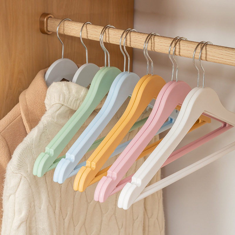 Cross-border New Wide Shoulder Hanger Household Non-slip Clothes Rack Children's Bold Plastic Clothes Hanger Lanyard