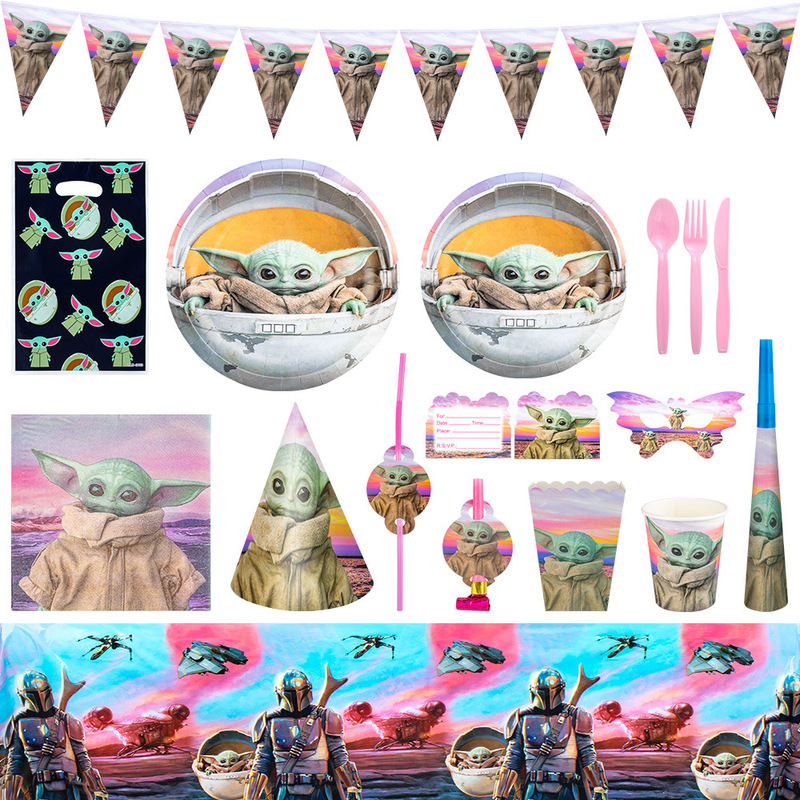 Spot Star Wars baby yoda Tableware yoda baby baby Theme Party Tableware Disposable
