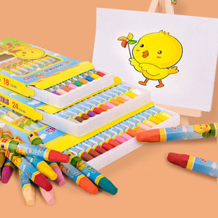 East Asian little yellow chicken children's art painting graffiti pen powder wax stick 24 color 48 color oil painting stick colorful painting brush batch