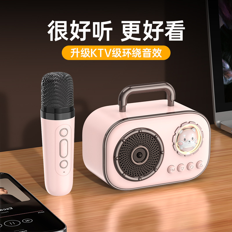 创意太空舱蓝牙音响便携式带麦克风户外唱歌小型家庭KTV无线音箱|undefined