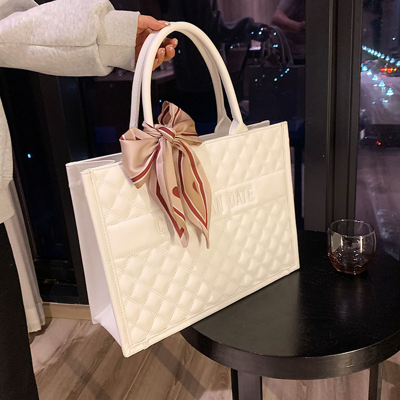 Bolsos para mujer 2024, nuevo estilo, bolso de mano con diseño de rombos, gran capacidad, bolso tote de color liso, texturizado, moderno, bolso bandolera.