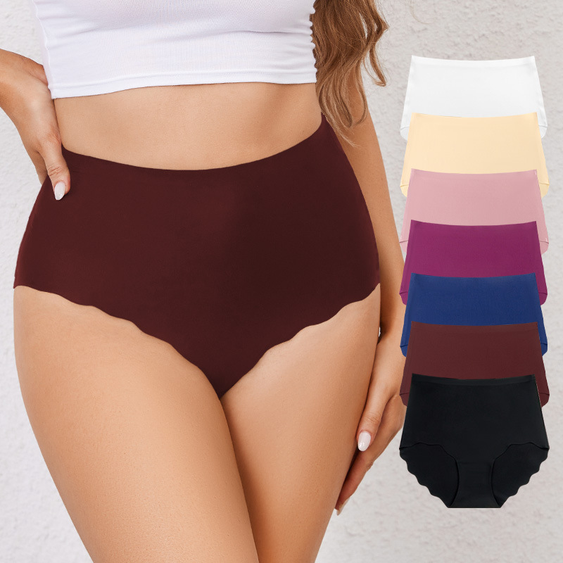 Summer Women's Ice Silk Underwear Pure Cotton Bottom Crotch High Waist Traceless One-piece Girl's European and American-style Breathable Trip