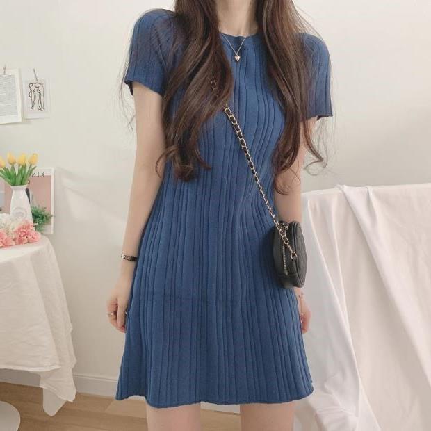 Sweet dress short loose knitted 2024 Summer Korean style salty sweet little girl Mori student Sweet dress short loose knitted 2024 Summer Korean style salty sweet little girl Mori student