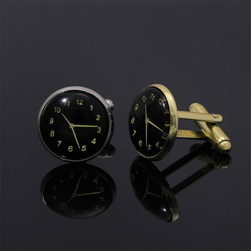 Classic Clock Cufflinks Luxury Timepiece Shirt Accessories_voghion.com
