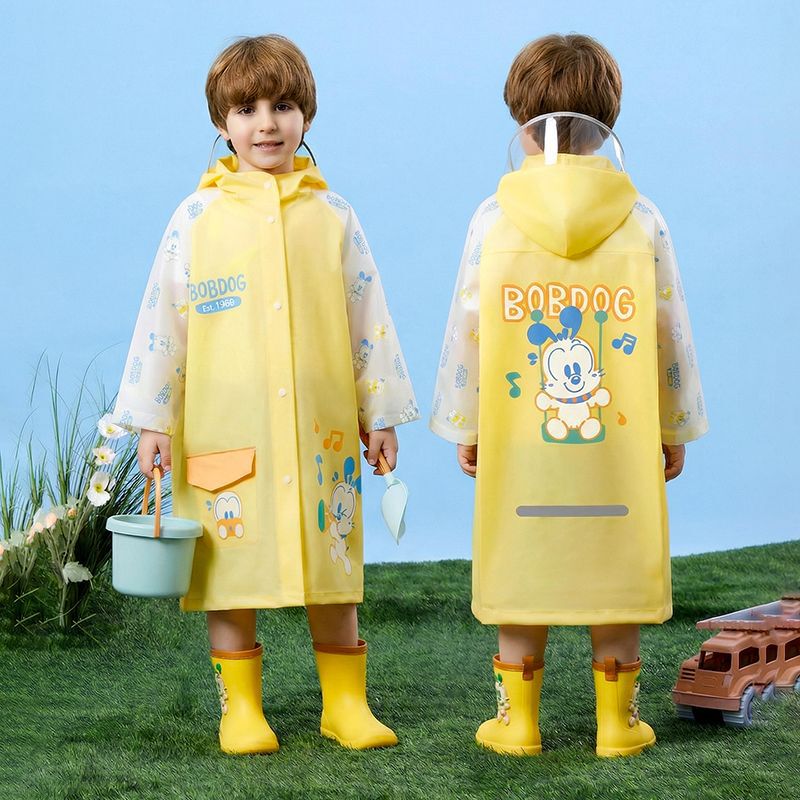 Babu Dou Cartoon Children's Raincoat for Girls and Boys, Kindergarten Kids, Elementary School Students, Toddlers, Backpack Rain Poncho