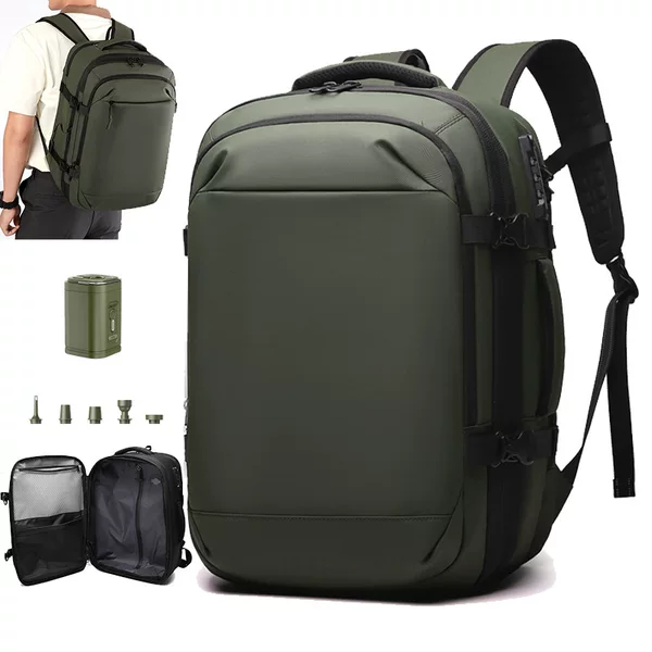Men's Backpack New Electric Air Bag Bag One-Click Vacuum Compression Backpack Large Capacity School Bag Atmospheric Travel Bag