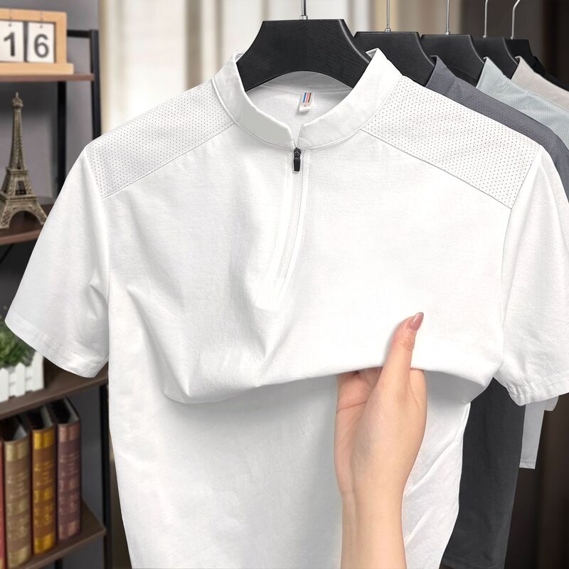 26 Popular Short-Sleeved T-Shirts, Thin Round-Neck Men's Fashionable High-End Versatile Polo Shirts, Summer Half-Zip Short-Sleeved Shirts 26 Popular Short-Sleeved T-Shirts, Thin Round-Neck Men's Fashionable High-End Versatile Polo Shirts, Summer Half-Zip Short-Sleeved Shirts