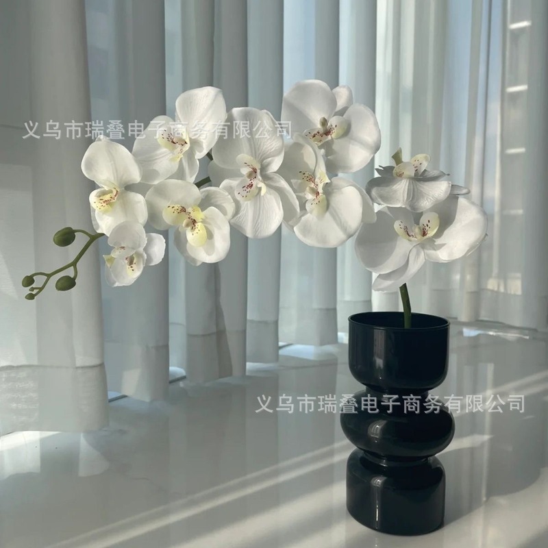 高仿单支蝴蝶兰仿真花9头手感3D蝴蝶兰假花绢花家居装饰摆件幸福|undefined