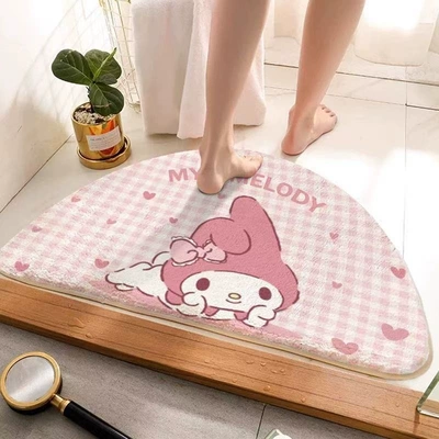 Plush Floor Mat Non-Slip, Avtomobil döşəmə paspasları - pink-checkered-melody-semicircle-4060