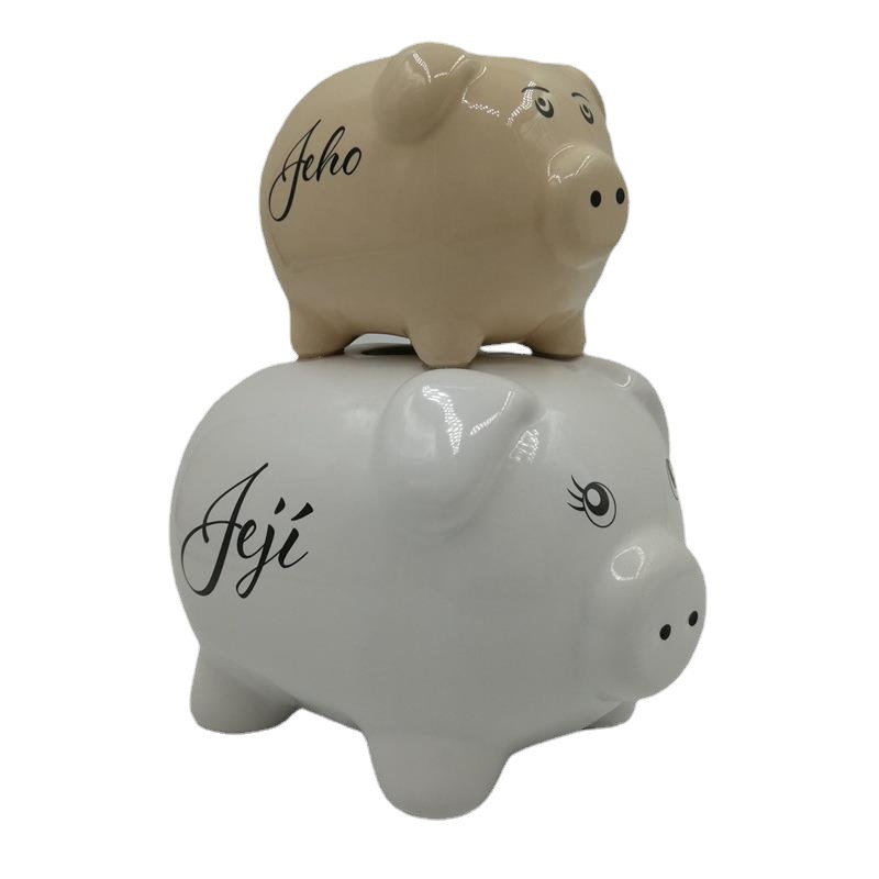 Creativo pintado de dibujos animados de cerámica unicornio alcancía Arco Iris unicornio alcancía cambio bestia cabeza alcancía