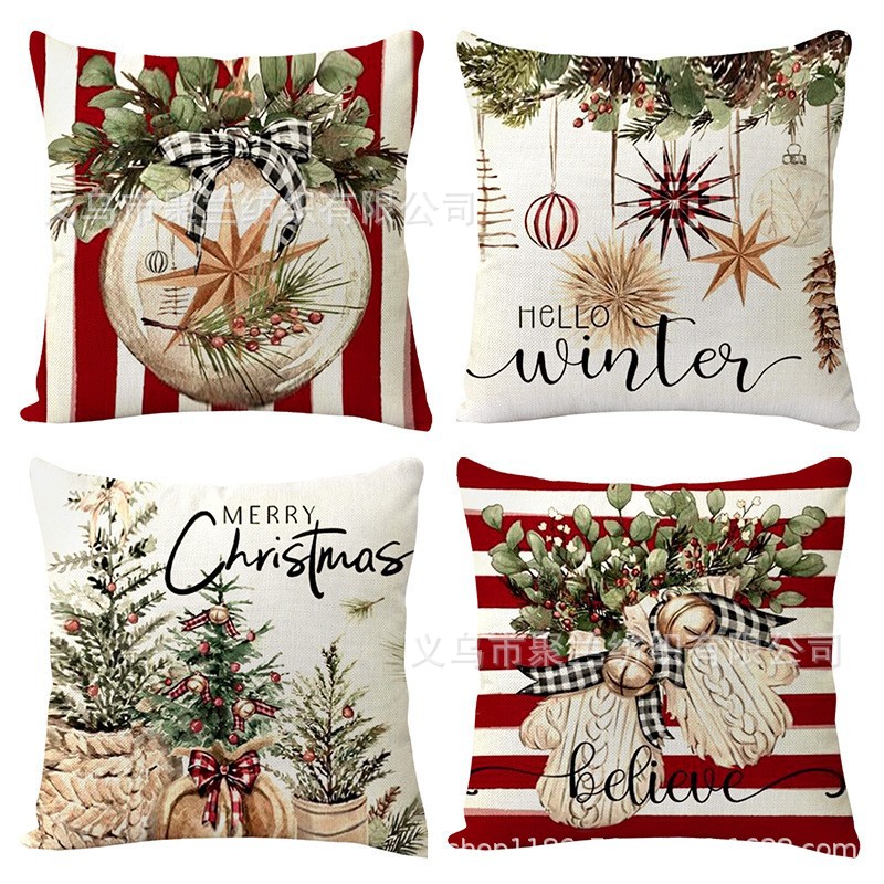 Navidad encontrada explosión abrazo funda de almohada festivales conejo alce decoración sofá atmósfera sensación de lino funda de cojín al por mayor image 55