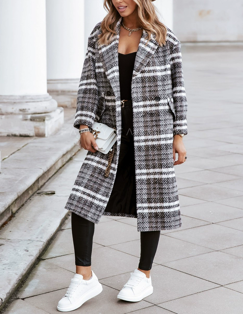 Демисезонный длинный костюм, пальто, европейский стиль, wish, oversize
