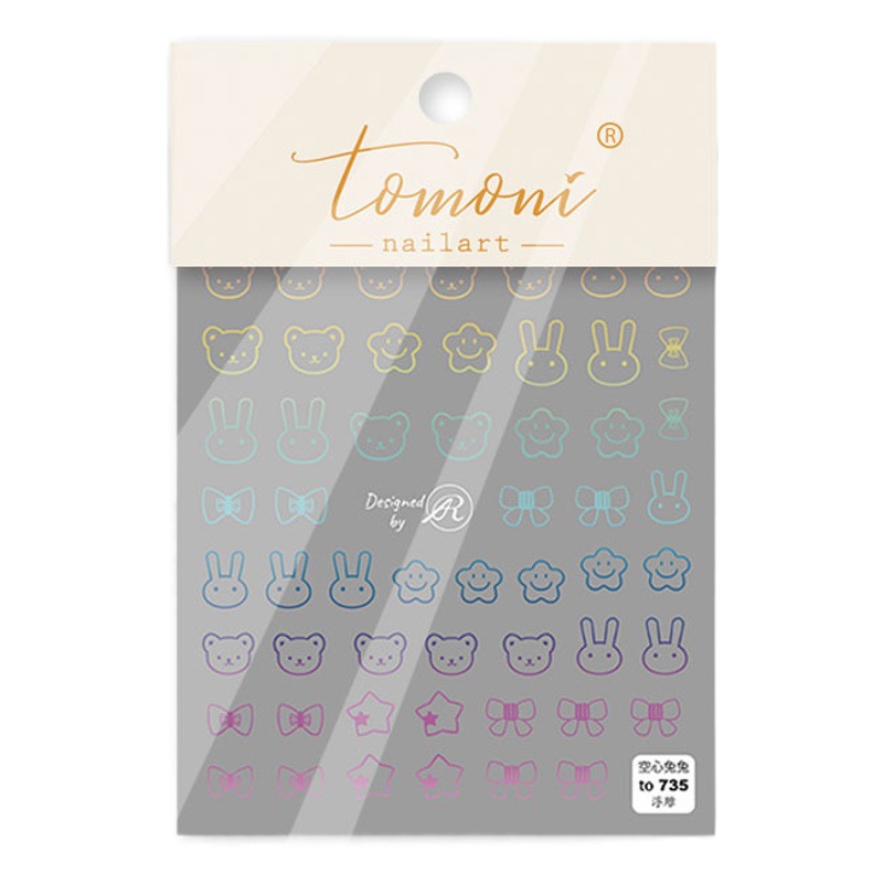 Tomoni online celebridad pegatinas de uñas pegatinas completas impermeable dibujos animados lindo oso conejo alivio hueco tridimensional pegatinas de uñas