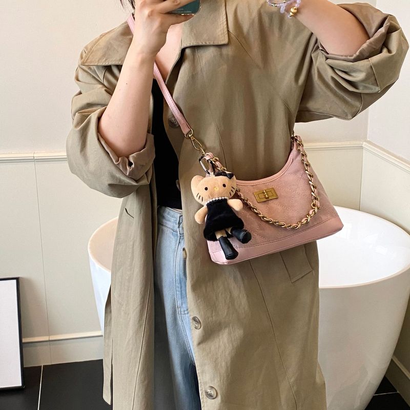 磨砂复古包包女秋冬2025新款时尚小众设计斜挎包高级感菱格链条包|undefined